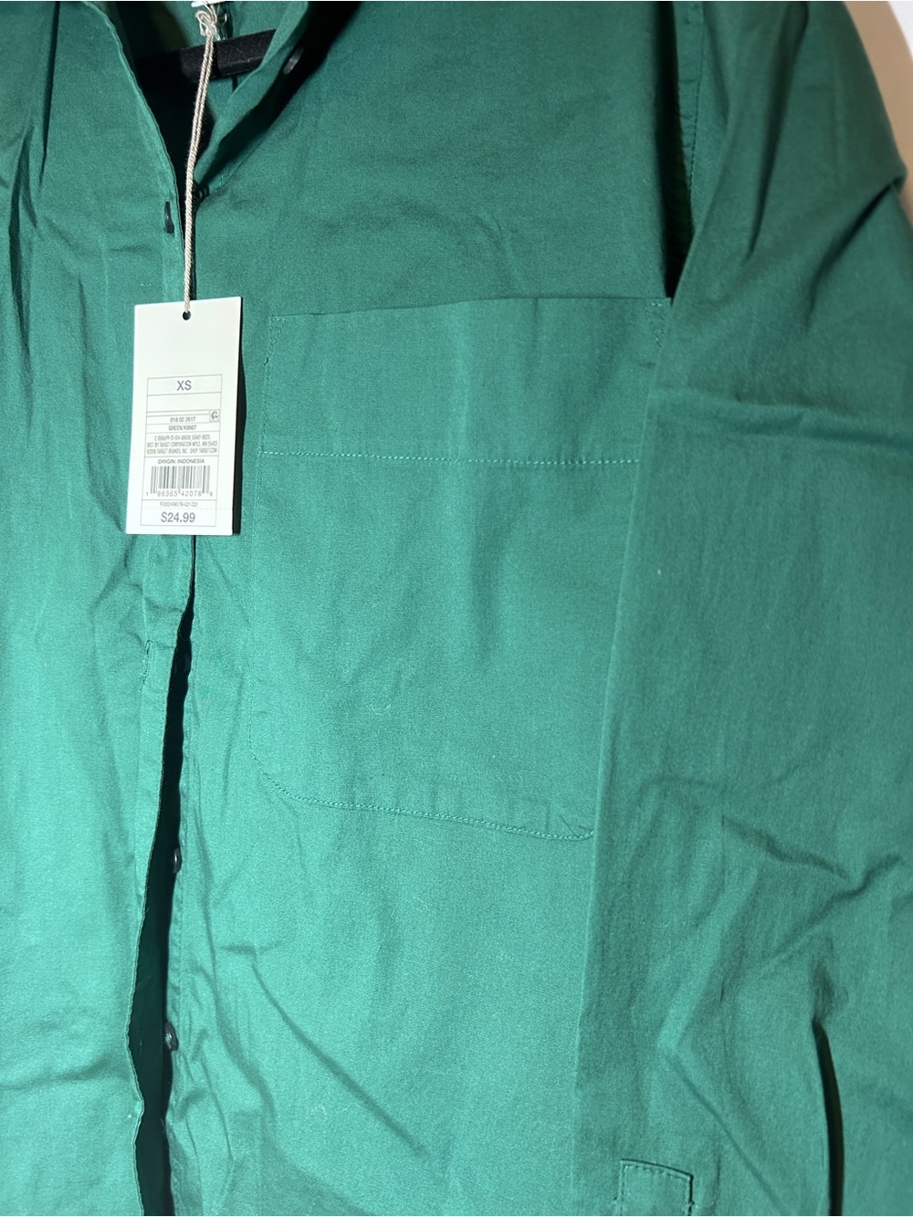 A New Day Green Button Front Collared Shirt Womens XS NWT Oversized Top - Picture 5 of 8